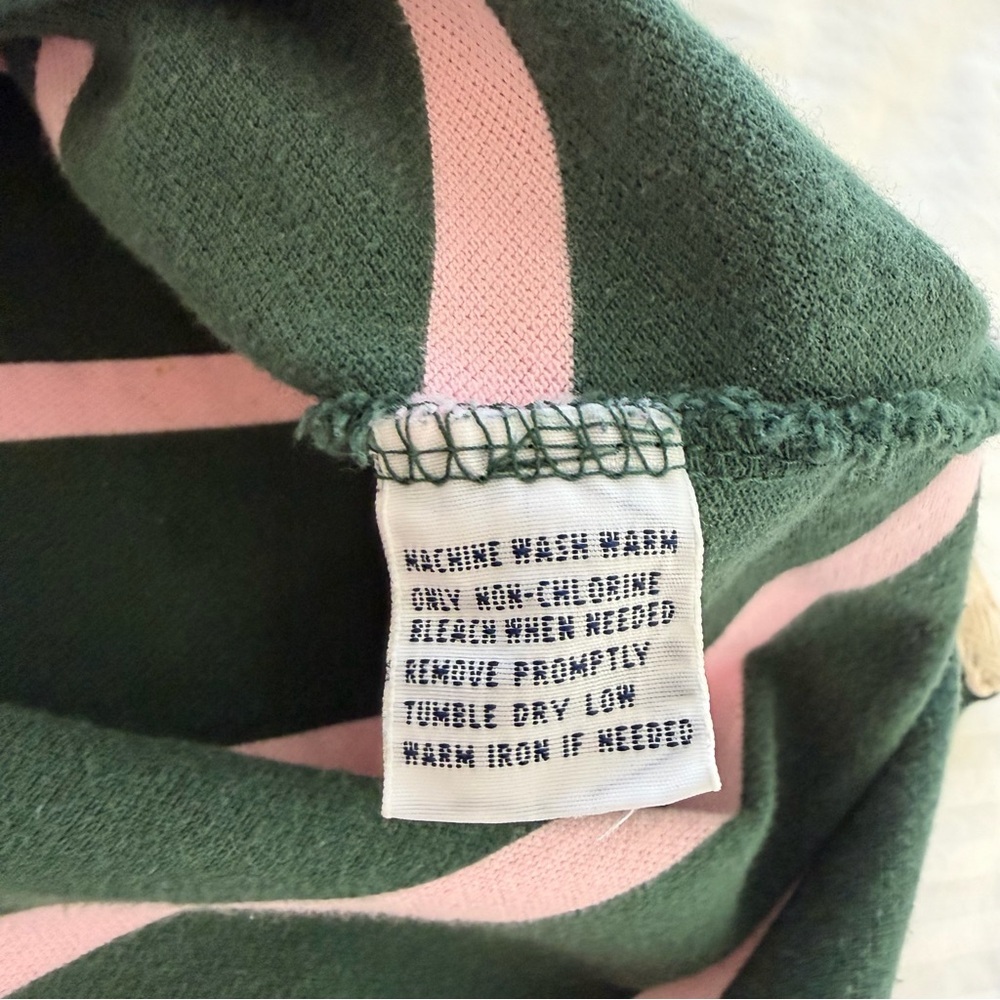 Polo Ralph Lauren Crest Striped Rugby Polo Green Pink Embroidered Logo Shirt - Picture 8 of 9